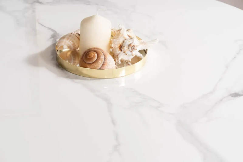 Stół Espero biały efekt marmuru/biały 90 cm