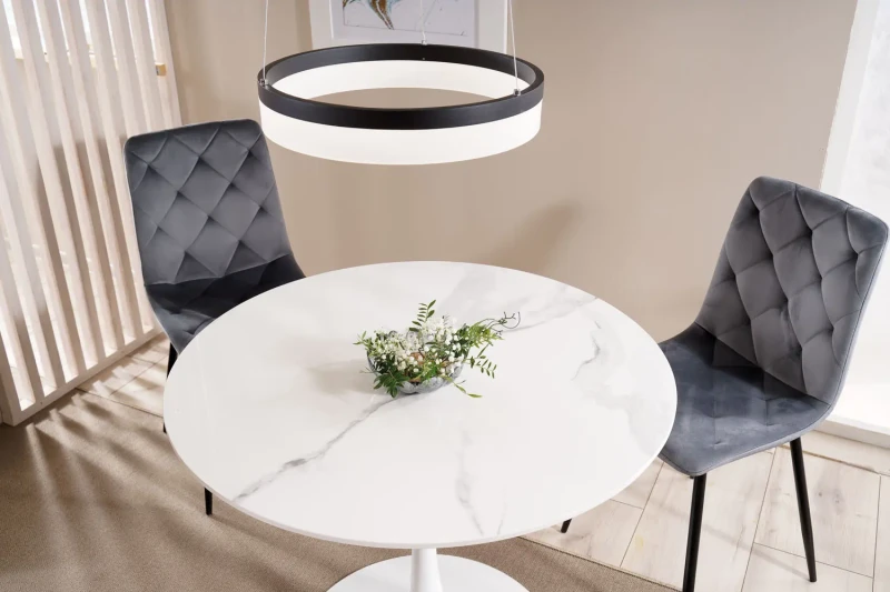 Stół Espero biały efekt marmuru/biały 90 cm