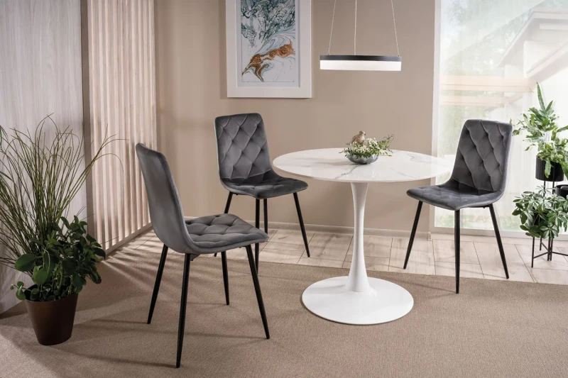 Stół Espero biały efekt marmuru/biały 90 cm