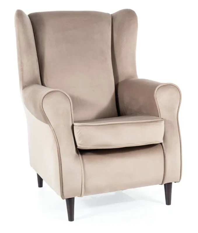 Fotel tapicerowany Baron Velvet ciemny beż Bluvel 40