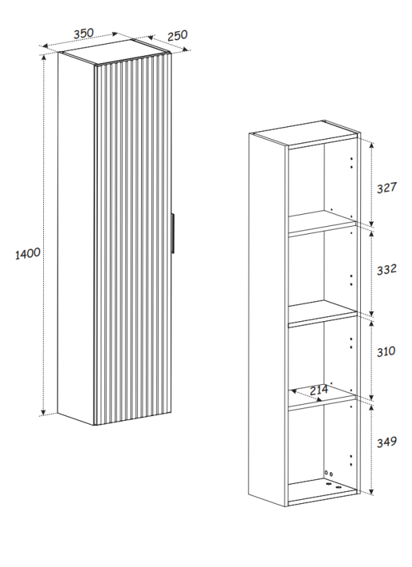 Słupek łazienkowy Adel - wymiary