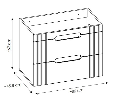 Szafka pod umywalkę 80 cm Fiji White - wymiary