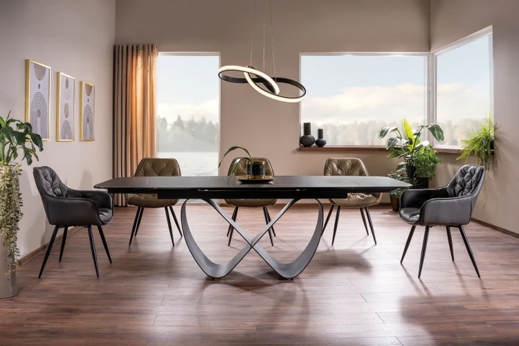 Stół rozkładany Infinity Ceramic 160-240 cm czarny azario black/czarny mat
