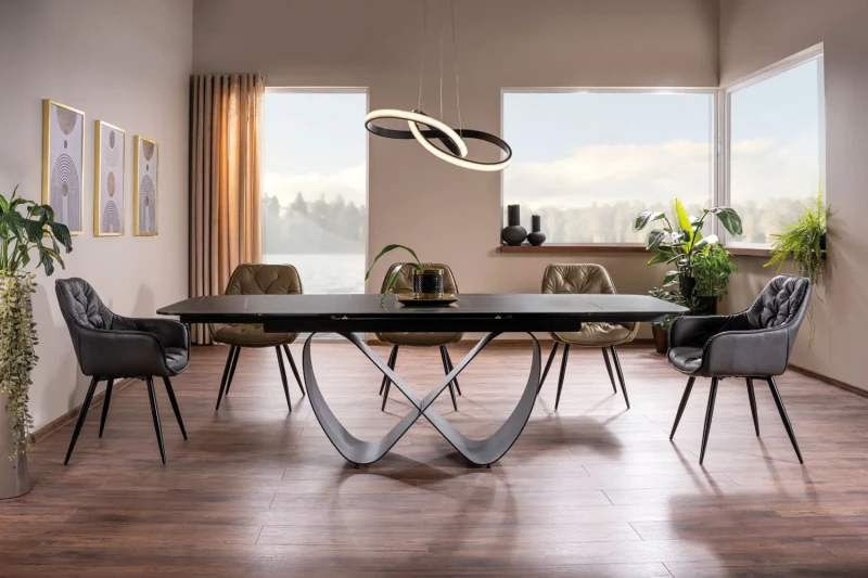 Stół rozkładany Infinity Ceramic 160-240 cm czarny azario black/czarny mat