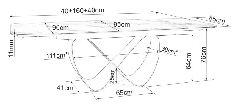 Stół rozkładany Infinity Ceramic 160-240 cm