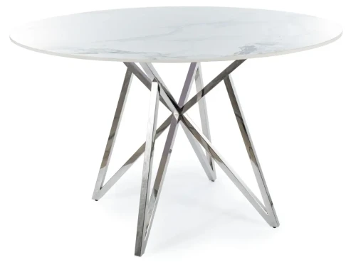 Stół okrągły Murano 120 cm biały/chrom