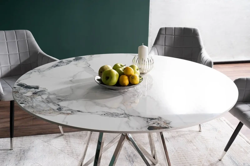 Stół okrągły Murano 120 cm biały/chrom