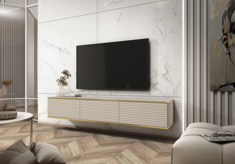 Szafka RTV Oro 175 cm lamele beż piaskowy