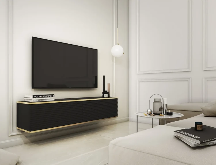 Szafka RTV Oro 135 cm lamele czarny