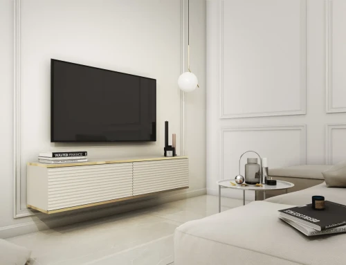 Szafka RTV Oro 135 cm lamele beż piaskowy