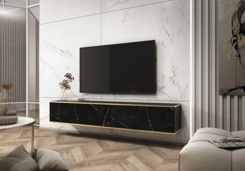 Szafka RTV Oro 175 cm marmur Royal Black