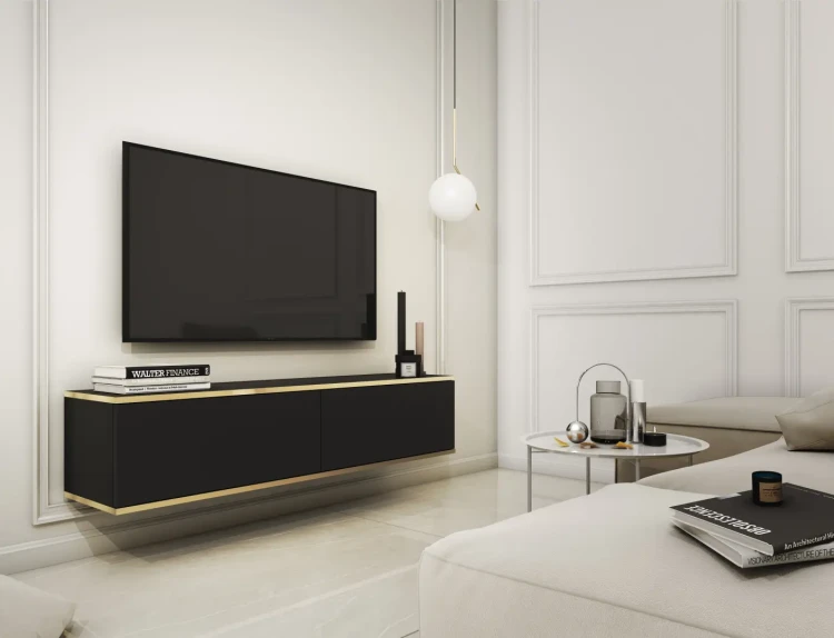 Szafka RTV Oro 135 cm czarny wisząca