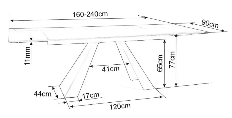Stół rozkładany Salvadore Ceramic 160-240 cm czarny Sahara Noir/czarny mat