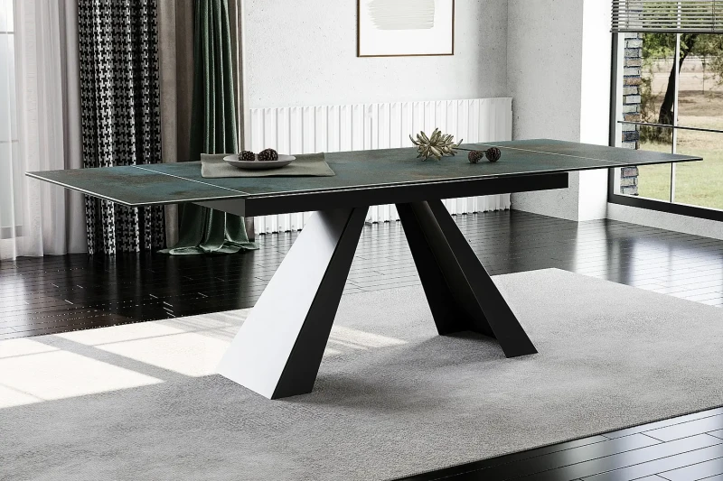 Stół rozkładany Salvadore Ceramic 160-240 cm turkus Ossido Verde/czarny mat