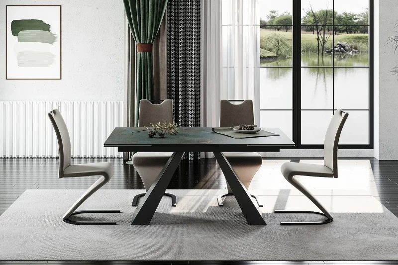 Stół rozkładany Salvadore Ceramic 160-240 cm turkus Ossido Verde/czarny mat