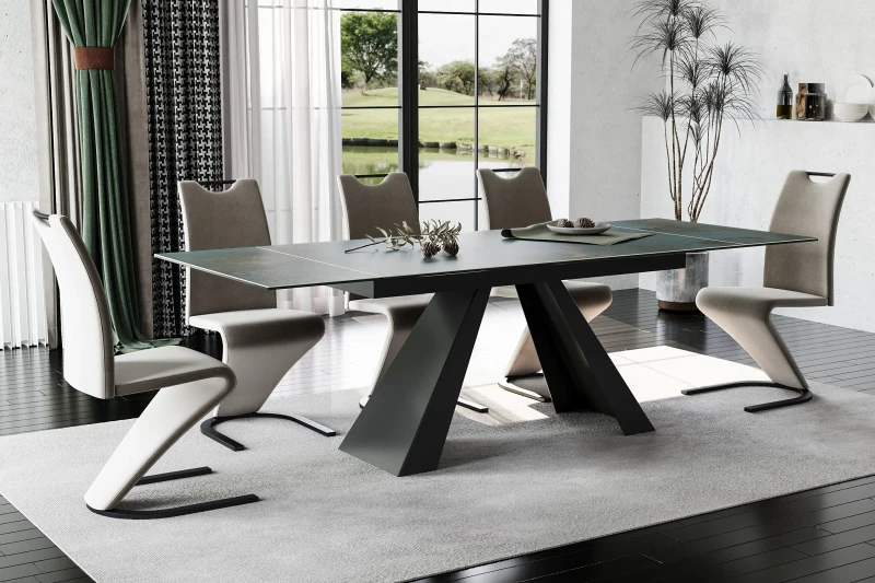 Stół rozkładany Salvadore Ceramic 160-240 cm turkus Ossido Verde/czarny mat