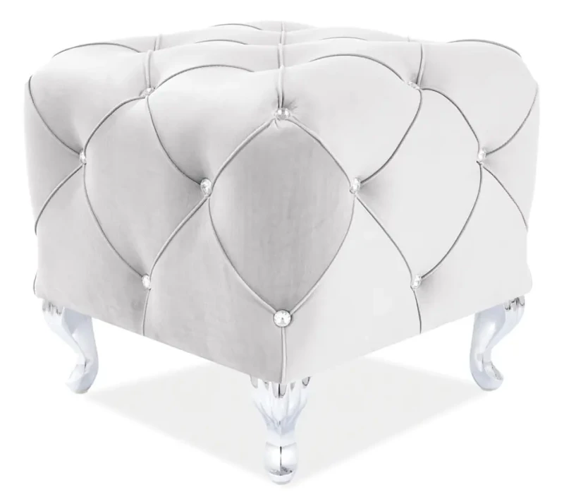 Pufa tapicerowana Hestia K Velvet jasny szary Bluvel 03