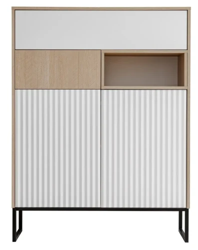 Komoda Zoe 2D2S jodełka scandi/ MDF biały alpin mat/biały alpin mat