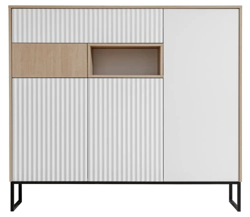Komoda Zoe 3D2S jodełka scandi/ MDF biały alpin mat/biały alpin mat