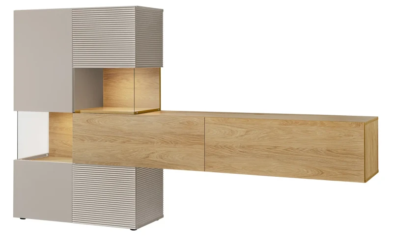 Meblościanka Brick 4D2K hickory natura/ MDF cashmere / cashmere