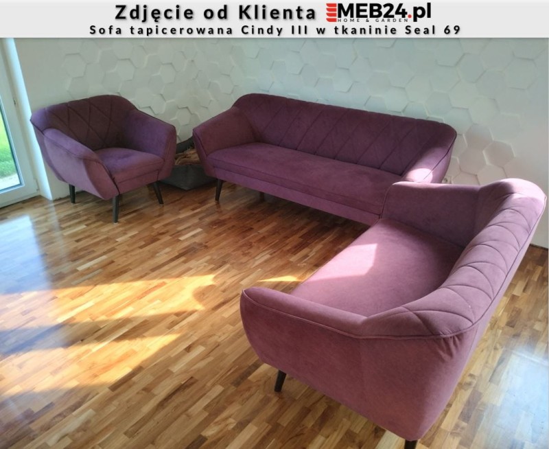 Sofa tapicerowana Cindy III w stylu skandynawskim - zdjęcie od klienta