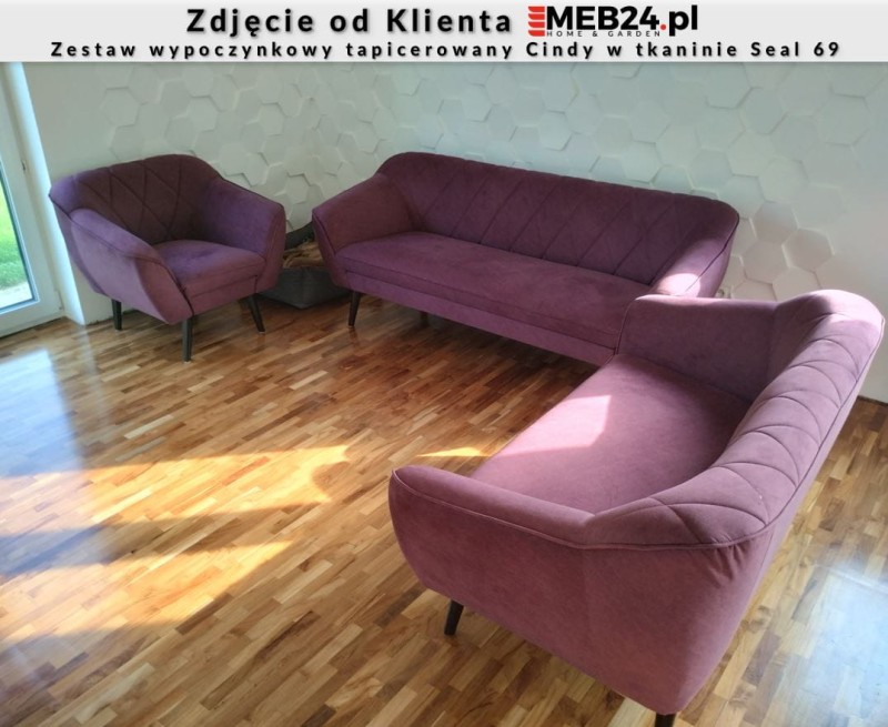 Zestaw wypoczynkowy tapicerowany Cindy w stylu skandynawskim - zdjęcie od klienta