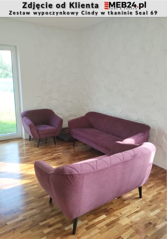 Zestaw wypoczynkowy tapicerowany Cindy w stylu skandynawskim - zdjęcie od klienta