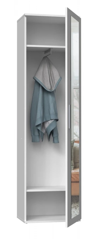 Garderoba szafa, słupek z lustrem biały