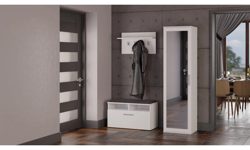 Garderoba szafa, słupek z lustrem biały