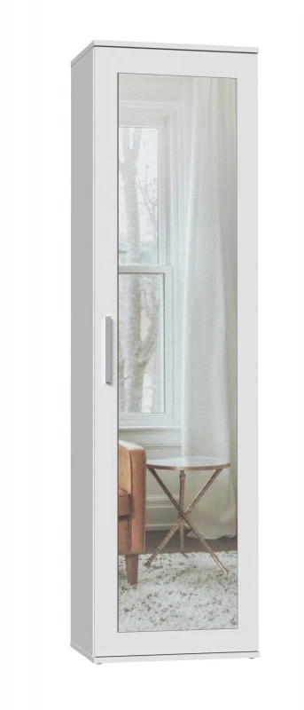 Garderoba szafa, słupek z lustrem biały
