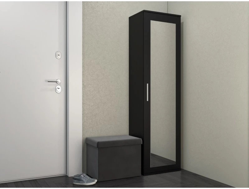 Garderoba słupek z lustrem czarny