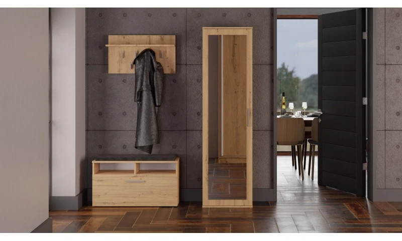 Garderoba słupek z lustrem dąb artisan