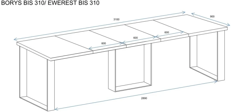 Stół Borys Bis rozkładany 130-310 biały połysk wymiary