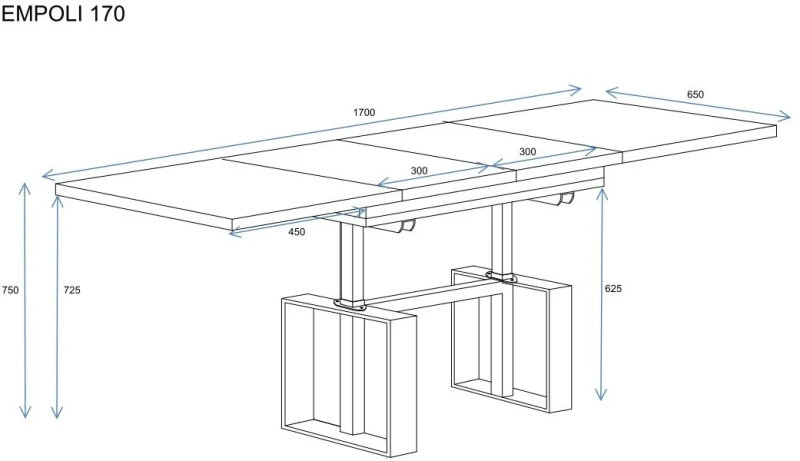 Ławostół Empoli rozkładany 110-170 wymiary