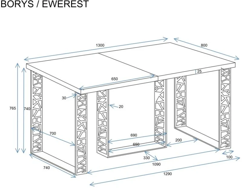 Stół Ewerest rozkładany 130-250 wymiary