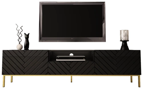 Szafka RTV GALA 01 190 cm czarny mat/połysk