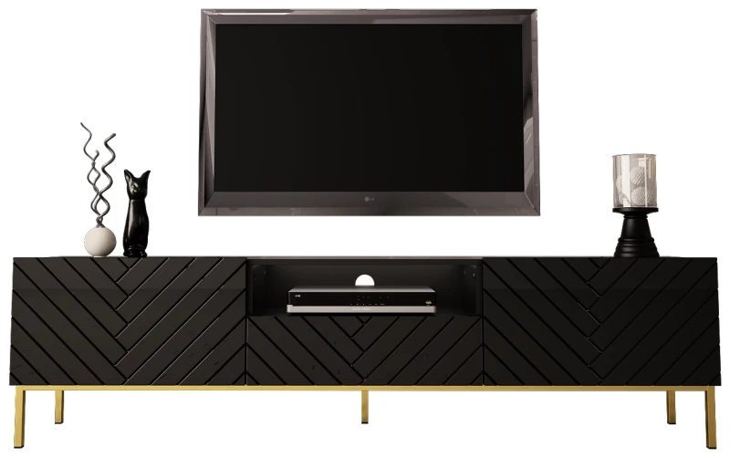 Szafka RTV GALA 01 190 cm czarny mat/połysk