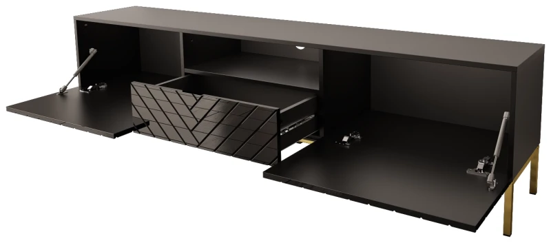 Szafka RTV GALA 01 190 cm czarny mat/połysk