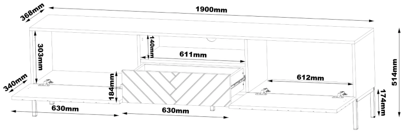 Szafka RTV GALA 01 190 cm biały mat/połysk