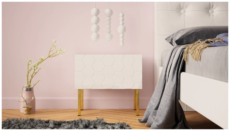 Szafka nocna HEXA 04 50 cm biały mat/połysk