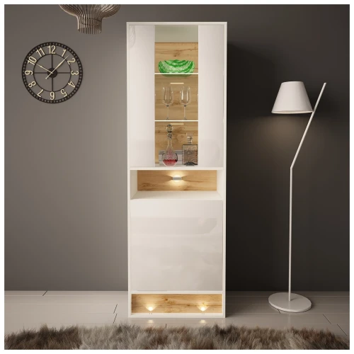 Witryna VISION 04 60 cm z LED biały/wotan mat/połysk