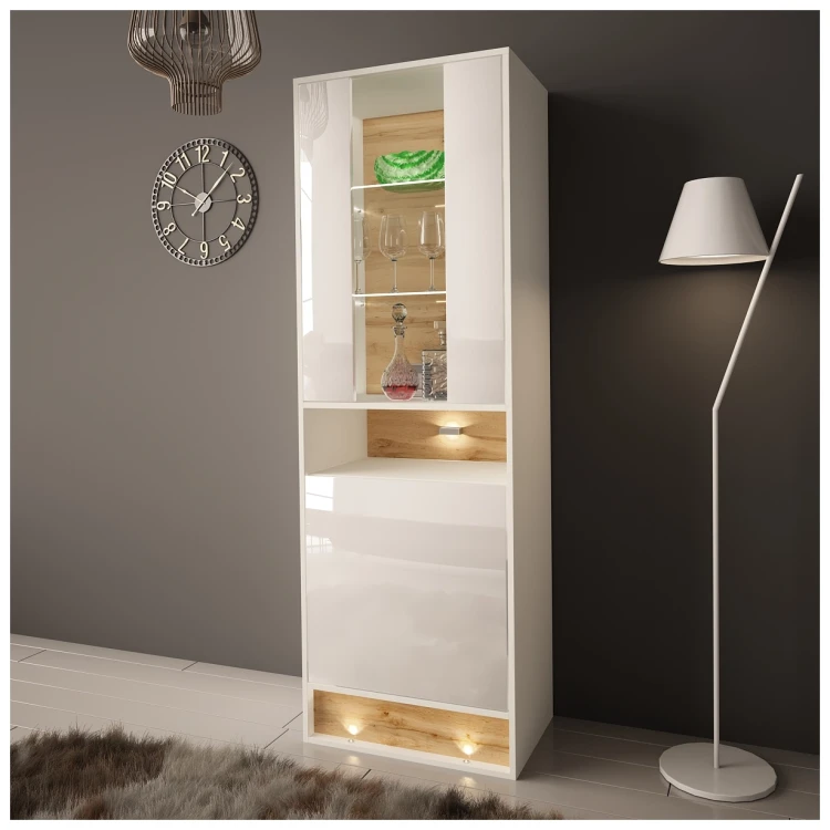 Witryna VISION 04 60 cm z LED biały/wotan mat/połysk