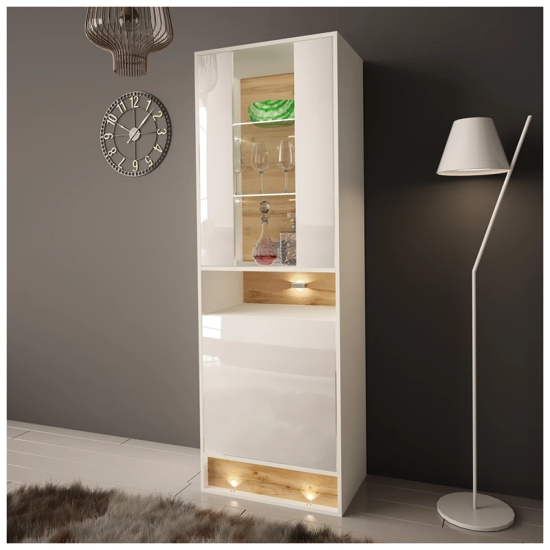 Witryna VISION 04 60 cm z LED biały/wotan mat/połysk