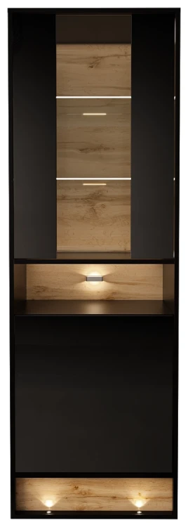 Witryna VISION 04 60 cm z LED czarny/wotan mat/połysk