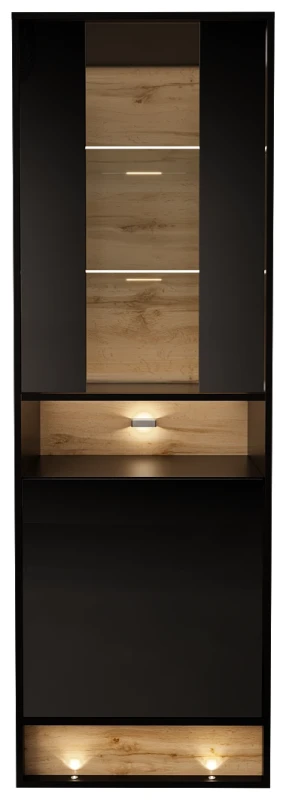 Witryna VISION 04 60 cm z LED czarny/wotan mat/połysk