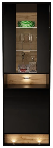 Witryna VISION 04 60 cm z LED czarny/wotan mat/połysk