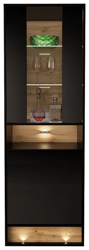 Witryna VISION 04 60 cm z LED czarny/wotan mat/połysk