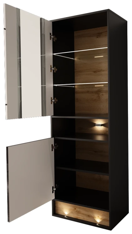 Witryna VISION 04 60 cm z LED czarny/wotan mat/połysk