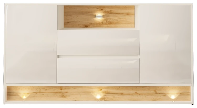 Komoda VISION 02 160 cm z LED biały/wotan mat/połysk