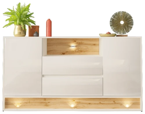 Komoda VISION 02 160 cm z LED biały/wotan mat/połysk